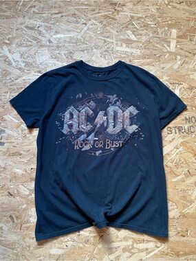 AC/DC Black Tee with Metallic Rock Graphic